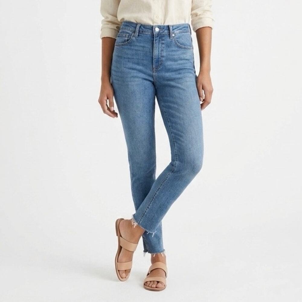 Kensie Women's Skinny Jeans Size 6/28 The Kelsey High Rise Raw Hem Light Wash